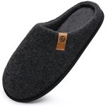 ONCAI Mens Scuff Slippers Cozy Memory Foam Knit Felt Warm House Shoes Slip On Indoor/Outdoor With Arch Surpport Black Size 10