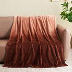 NEWCOSPLAY Super Soft Throw Blanket Ombre Coffee Premium Silky Flannel Fleece Leaves Pattern Lightweight Bed Blanket All Season Use (Ombre Coffee, Throw(40"x50"))