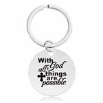 M Men Style Christian Keychain Inspirational Gift Encouragement Keychains With God All Things Are Possible Religious Key Chain Faith Friend Couple Family Nursing Graduation Christmas Gift Skey202489