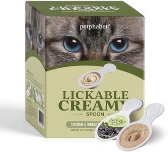 Petphabet Lickable Cat Treats Spoon, 36 Count Creamy Puree Kitten Treats Chicken & Wheat Grass Recipe, Functional Wet Paste Cat Snacks for Hairball Control, Grain-Free Kitty Treat with Vitamin Taurine