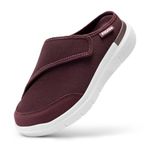 FitVille Womens Slip On Diabetic Slippers Extra Wide Comfortable Adjustable Orthopedic Walking Shoes for Edema Swollen Feet, Burgundy, 6.5 UK X-Wide