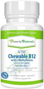 PbyN - Active Chewable B12 with L Methylfolate (5 MTHF) - Dr Formulated- Vitamin B12 1000mcg and Methyl Folate Quatrefolic 1000mcg, Methylation Protection for Mthfr Support Supplement (60 Tablets)