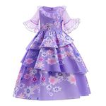 Aomig Isabella Costume Dress, Deluxe Princess Isabella Kids Costume Madrigal Princess Fancy Dress Up with Accessories for Girls, Mirabel Dress Up Cartoon Outfit for Birthday Party, Halloween Cosplay