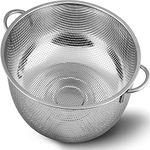 Lomesh Multipurpose Stainless Steel Kitchen Calendar Strainer for Rice, Noodles, Fruits, Vegetables and Grain/Basin Basket with Handle/Filter Kitchen Washing Bowl (Silver 27 x 27 x 9 cm)