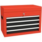 DURHAND 4 Drawer Tool Box with Metal Latch Closure and Ball Bearing Slides, 18" Portable Tool Chest with Powder Coated Finish for Garage, Household and Warehouse, Red