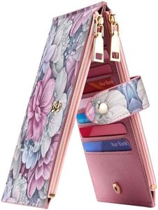 Travelambo RFID Wallet Women Large Size Bifold Multi Card Wallet Case with Zipper Pocke Credit Card Holder for Women