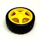 Invento 1pcs Plastic Robotic Wheel Durable Rubber Tire Yellow Wheel 63mm x 26mm for Bo Dc Motor