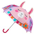 Stephen Joseph All Over Llama Print Pop-Up Umbrella – Children's Easy Open/Close Portable Dome Sun and Rain Lovely Fun Design Patterns Stick Multicolor Lightweight Closure