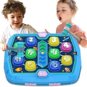 Hammer Mole Game Toy for Toddlers, Toys for 3 4 5 6+ Year Old Boys/Girls, Interactive Educational Pounding Toys with 2 Hammers, Sound & Light, PK Mode, Birthday Xmas Toy Gifts for Kids Age 3 4 5 6+