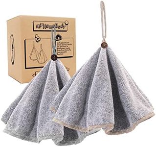 myHomeBody Hand Towels with Button Loop, Hand Towels with Hanging Loops, Kitchen Hand Towels with Button, Charcoal Fiber, Set of 2, Grey