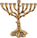 The Dreidel Company Hanukkah Menorah Tree of Life, Brass