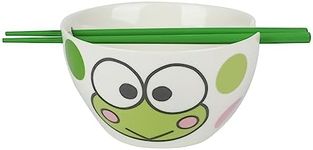 Bioworld Keroppi Ceramic Ramen Bowl with Green Chopsticks