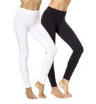 No Nonsense Women's Cotton Legging, Black/White - 2 Pair Pack, Large