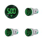 KAMCON™ Voltmeter Signal Lights Digital Display Gauge Volt Voltage Meter Indicator Lamp Tester Measuring Range AC 20-500V (3 Nos of GREEN)