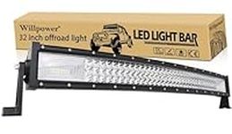 Willpower 32 inch Curved LED Light Bar 405W Spot Flood Combo Triple Row Led Off road Driving Fog Lights with Mounting Bracket for Car Tractor Truck ATV SUV Boat