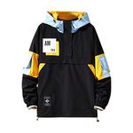 GURUNVANI Casual Hoodie Long Sleeve Hooded Jacket Color Block Pullover, 8031black, Medium