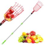 Fruit Picker Tool, Fruit Picker with Adjustable Thicker Pole and Big Basket, Fruit Tree Picking Equipment for Lemon Apples Mango Pear Orange Avocados (157")