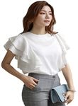 Rimsha Wear Women's White Frill Sleeve Casual top (Small)