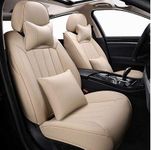 Hi Art Leatherette Custom Fit Front and Rear Car Seat Covers Compatible with Honda City (2008-2013), [Beige]