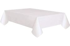 Solid White Rectangular Paper-Poly Table Cover (137cm x 274cm) 1 Count - Elegant & Durable Tablecloth for Parties, Events, and Home Use
