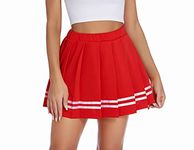 Avidlove Pleated Skirt for Women Mini Skater Skirts Uniform Skirt Cheer Skirts for Women (Red， X-Large)