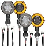 Pivalo 4 Inch 10W Bike Round Indicator LED with 12V DC Flexible Running DRL Style Blinker Super Bright Front and Back Turn Signal Light Universal for All Motorcycle (Set of 4, Warm Yellow)