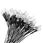 YIXISI 50 PCS 5mm LED Diodes Light, Ultra Bright 12V 20cm Pre Wired, Cold White