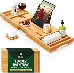 ROYAL CRAFT WOOD Premium Foldable Bathtub Tray - Expandable Bath Tray for Tub - Luxury Bathtub & Bathroom Accessories