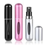 Wendergo 5ML Perfume Atomiser Refillable 3 Pcs Fragrance Travel Bottle Portable Mini Spray Empty Bottle for Travel Business Trip Outdoor Activities, Pink+Silver+Black