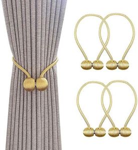 DUUKOA 4 Packs Strong Magnetic Curtain Tiebacks Decorative Drape Tie Curtain Tie Tiebacks Rope for Home Office Hotel (Gold)