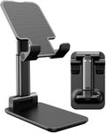 Adjustable Cell Phone Stand Phone Dock Cradle Holder Foldable Adjustable Height Angle for All Phones Tablets with Anti-Slip Base (Black)