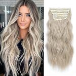 Hair Extensions Clip in 4pcs Pearl Blonde Hair Extension Long Wavy Full Head Clip in Hair Extension Synthetic Fiber Hair Pieces for Women