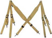 SMONT WW2 US Army M1936 Combat Suspenders WWII Standard X Strap Replica Military Canvas Webbing (Khaki)
