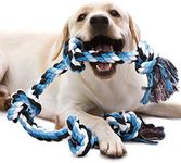 Pups&Pets 6 Knots Cotton Rope Dog Chew Toy for Medium to Adult Dogs 28 Inch Long - Extra Durable (Color May Vary).