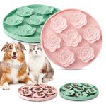 Slow Feeder Dog Bowls, ZOURYNUA Silicone Pet Food Bowls with Suction Cups Non-Slip, Dog Feeding Bowls Slow Down Pet Eating Speed for All Breed Dogs, Anxiety Relief & Fun Added (Pink)