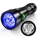 UniqueFire D03 Scuba Dive 365nm UV Black Light 3LEDs High Power Super Bright Underwater Diving UV Flashlight Rechargeable with 3 Modes Night Dive Torch 100 Meters Submersible Light