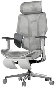 Hbada E3 Air Ergonomic Office Chair, Big and Tall Office Chair - with 3-Zone Dynamic Lumbar Support, 3D Adjustable Headrest, 4D Adjustable Armrests, Swivel, Grey(with Footrest)