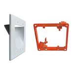 1 Pack - in Wall Cable Management Kit - Recessed Wall Plate Cable Pass Through Pair with Dual Gang Low Voltage Mounting Bracket Orange - TV Cord Hider for Wall Mounted TV ETL Listed, White