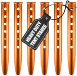 Aluminum Tent Stakes Heavy Duty - 6Pcs Ground Stakes Heavy Duty Camping Tent Stakes for Outdoor Decorations - Tents Stakes for Beach Canopy Sand Spikes for Outdoor Lights Replacement Spikes for Ground