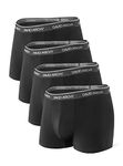 DAVID ARCHY Men's 4 Pack Underwear Ultra Soft Comfy Breathable Bamboo Rayon Trunks No Fly (M, Black)