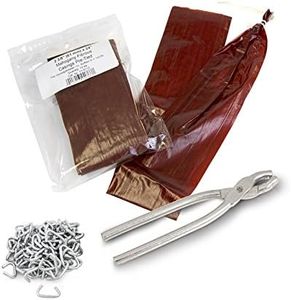 The Sausage Maker - Summer Sausage Casing Kit, Tied and Looped 61mm (2.4”) Dia. x 24” Mahogany Fibrous Casings (20ct) with Sausage Pliers and Casing Rings