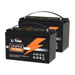 LiTime 12V 100Ah LiFePO4 Lithium Battery (2-Pack), Group 31 4000~15000 Deep Cycle Lithium Battery, Built-in 100A BMS, Support in Series/Parallel, for RV, Camping, Marine, Trolling Motor, Solar