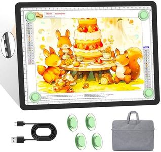 KOBAIBAN A4 Magnetic Light Box with Bag, Rechargeable Diamond Art Light Board with Side Physical Buttons, 3 Color Light Modes Super Bright Light Pad Light Table for Tracing, Drawing, Sketching (Black)