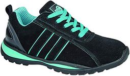 Womens Black Green Northwest Territory Leather Steel Top Cap Work Trainers Shoes UK 7