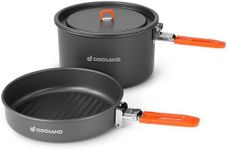 Odoland Camping Cookware Mess Kit, Non-Stick Lightweight Camping Pot and Fry Pan Set with Mesh Bag for Camping, Backpacking, Outdoor Cooking Picnic for 1-2 People