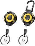 MNGARISTA Upgraded Heavy Duty Retractable Keychain, Belt Clip Ver. & Carabiner Ver., 10 oz Retraction, 31.5" Stainless Steel Cable, Tactical ID Badge Reel Key Chain Retractor, 2 Pack