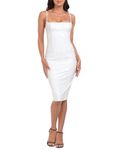 HDE Women's Latex Midi Bodycon Dress Vinyl Faux Leather Sexy Balconette Dresses, White, M