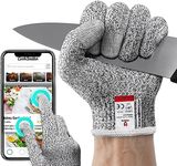 NoCry Cut Resistant Gloves Food Grade with 3 Touchscreen Capable Fingers; Protective Kitchen Gloves for Cutting; Use Cut Gloves as Fish Gloves, Butcher Gloves or Wood Carving Gloves, Medium