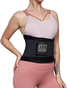 KOSMO MASA Slimming Sauna Waist Trimmer for Women,Waist Trainer for Weight Loss,Workout Sweat Belt for Men,Stomach Wraps Premium Fitness Bands Body Shaper Belly Fat Burner Sport Girdle - Black XXL-3XL