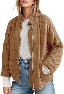 SAUKOLE Womens Double-sided Suede Quilted Jacket Full-Zip Lightweight Down Jackets Winter Bomber Coats Outwear